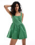 ASOS DESIGN square neck corset playsuit in green