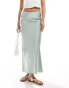 Фото #3 товара Wednesday's Girl satin bias cut midaxi skirt in mint green