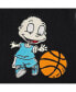 Фото #4 товара Men's Black, White Rugrats Tommy Basketball Full-Zip Varsity Jacket