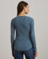 Фото #2 товара Women's Rib-Knit Henley Tee