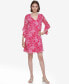 Фото #1 товара Women's Floral-Print Chiffon 3/4-Sleeve Dress
