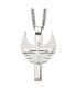 ფოტო #1 პროდუქტის Brushed Cross with Wings Pendant Curb Chain Necklace
