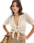 Фото #1 товара JDY tie front crochet cardigan in beige