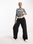 Urban Revivo graphic print cropped top in black and white