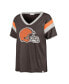 ფოტო #1 პროდუქტის Women's Brown Distressed Cleveland Browns Phoenix V-Neck T-shirt
