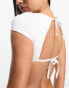 Miss Selfridge cup detail open back bikini top in white