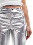 Mango straight leg jeans in silver