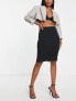 Фото #10 товара ASOS DESIGN Hourglass high waisted bengaline skirt in black