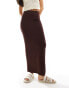 Фото #1 товара Miss Selfridge low rise maxi skirt in chocolate