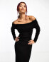 Фото #2 товара Bardot pleated knit maxi dress In black