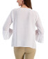 ფოტო #2 პროდუქტის Women's Lace-Trim Bell-Sleeve Woven Top, Created for Macy's