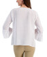 ფოტო #2 პროდუქტის Petite Lace-Trim Bell-Sleeve Top, Created for Macy's