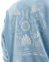 Фото #3 товара ASOS DESIGN unisex oversized hoodie with floral back print in washed blue