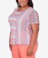 ფოტო #5 პროდუქტის Plus Size Neptune Beach Textured Stripe Top with Side Ruching