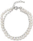 ფოტო #1 პროდუქტის Cultured Freshwater Pearl (4-4-1/2mm) & Paperclip Chain Double Bracelet in Sterling Silver