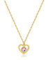 Delicate gold-plated necklace Heart with Lucky Light crystal SKT36