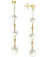 ფოტო #1 პროდუქტის EFFY® Cultured Freshwater Pearl (5-8mm) Linear Drop Earrings in 14k Gold