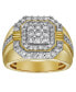 Фото #1 товара Golden Gloves Natural Certified Diamond 1.75 cttw Round Cut 14k Yellow Gold Statement Ring for Men