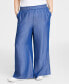 Plus Size Pull-On Chambray Wide-Leg Pants, Created for Macy's