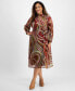 ფოტო #1 პროდუქტის Plus Size Chiffon Long-Sleeve Midi Fit & Flare Dress