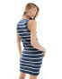 ASOS DESIGN knitted tank mini dress in navy stripe