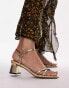 Topshop Iona strappy block heeled sandal in gold lizard