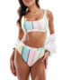 Pieces high waisted bikini bottom co-ord in multi stripe