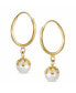 ფოტო #3 პროდუქტის Petite Tiny Real 10K Yellow Gold White 4.5 MM Round Freshwater Cultured Pearl Drop Ball Dangle Hoop Earring Women Teens June Birthstone