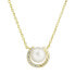 Фото #1 товара Gold-plated necklace with real river pearl and zircons 22039.1 (chain, pendant)