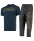 ფოტო #2 პროდუქტის Men's Heathered Charcoal, Navy West Virginia Mountaineers Meter T-shirt and Pants Sleep Set