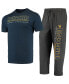 Men's Heathered Charcoal, Navy West Virginia Mountaineers Meter T-shirt and Pants Sleep Set