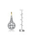Sterling Silver Clear Round Cubic Zirconia Partially Paved and Haloed Solitaire Drop Earrings