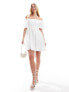 Фото #7 товара Pieces oversized sleeve babydoll mini dress in iridescent white