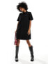 Фото #1 товара Monki short sleeve button through collar mini dress in black