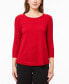 Women's Wave-Knit Scoop Neck 3/4-Sleeve Sweater