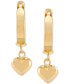 ფოტო #3 პროდუქტის Dangle Heart Huggie Hoop Earrings in 10k Gold
