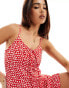 Wednesday's Girl tie bust mini cami dress in cream red spot