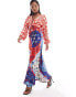 Never Fully Dressed Petite contrast maxi dress in red bandana print Red/Blue, 36 - фото #8