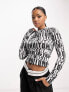 Urban Revivo graphic print cropped top in black and white