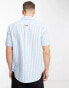 Tommy Jeans stripe short sleeve linen shirt classic fit in blue