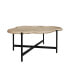 Cloud Shape Coffee Table Set with Crossed Legs and Natural Wood Veneer