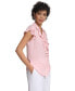 ფოტო #3 პროდუქტის Women's Cap-Sleeve Ruffle Front Blouse