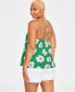 Фото #2 товара Women's Floral-Print Keyhole Bow Tank, Created for Macy's