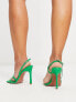 ASOS DESIGN Wide Fit Nydia asymmetric barely there heeled sandals in green