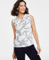 Women's Chain-Print Sleeveless Cowlneck Top, Created for Macy's