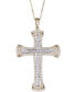 ფოტო #1 პროდუქტის Diamond Cross Pendant Necklace (1 ct. t.w.) in 14k Gold & White Gold, 16" + 2" extender