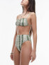 Topshop high waist high leg bikini bottoms in green tie dye print 32 - фото #7