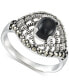 ფოტო #1 პროდუქტის Onyx & Marcasite (1/3 ct. t.w.) Lattice Ring in Sterling Silver
