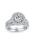 ფოტო #3 პროდუქტის Art Deco Style 3CT Round CZ Halo Pave Band Ring Set For Women .925 Sterling Silver