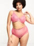 Фото #1 товара Ivory Rose Curve sheer heart mesh high waist brief in pink